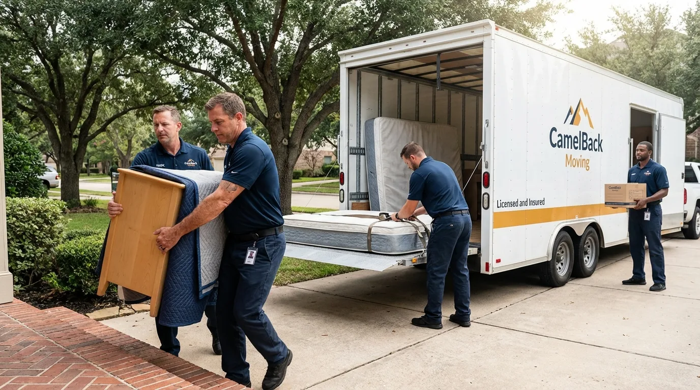 Crew loading residential truck for cross-state move from Sunflower, MS