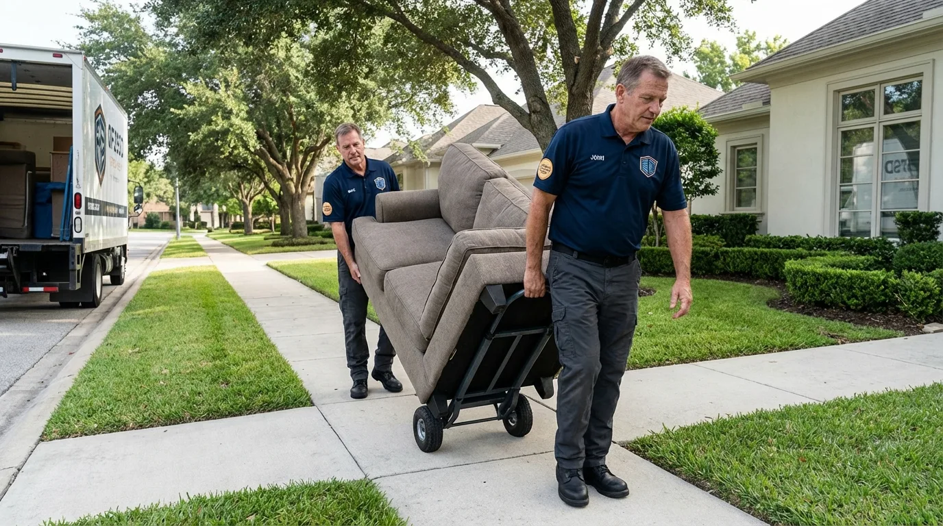 Local residential moving crew loading furniture in Sunflower, MS